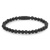 Bracelet avec perles noires en pierre naturelle (6 mm) et fermoir en acier inoxydable noir