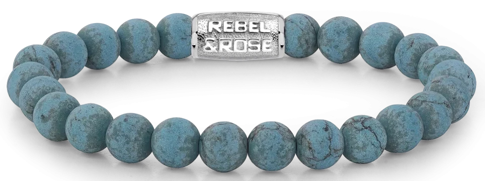 Bracelet avec perles de turquenite turquoise et fermoir en acier inoxydable