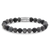Bracelet avec pierres précieuses grises de 8 mm et fermoir en acier inoxydable, bracelet de perles
