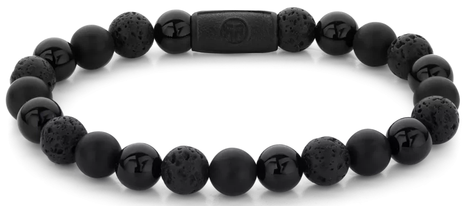 Bracelet avec perles noires et fermoir magnétique noir