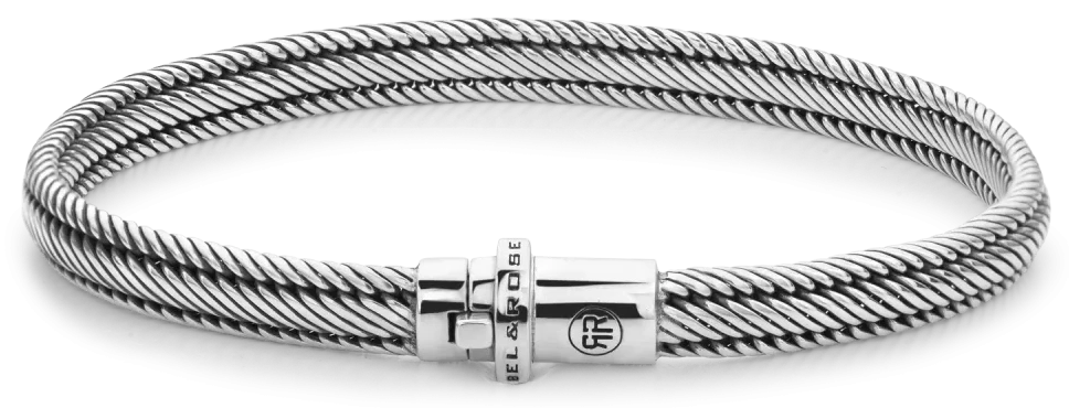 Bracelet en argent de 6 mm avec cordon tressé et fermoir à logo