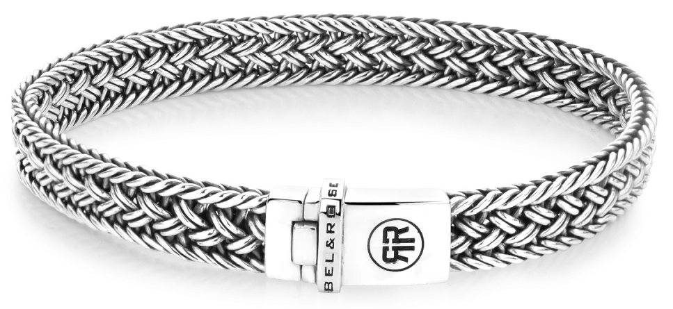 Bracelet argenté avec bracelet tressé (8 mm) et fermoir Rebel&Rose