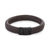Bracelet en cuir tressé, marron foncé, avec fermoir en acier inoxydable noir et gravure