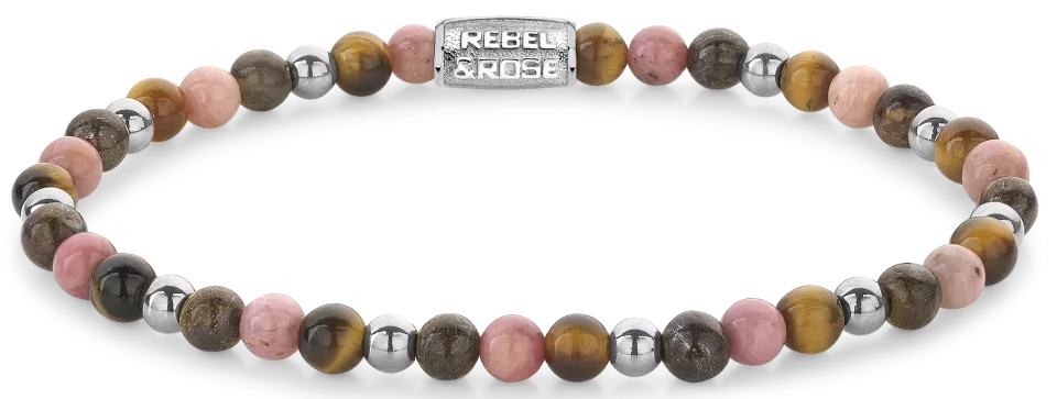 Bracelet avec perles de pierre (env. 4 mm) et fermoir en acier inoxydable