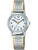 Lorus Damenarmbanduhr mit zweifarbigem Metallband, weißem Zifferblatt und Mineralglas
