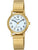 Lorus Damen-Armbanduhr mit goldenem Metallband und weißem Zifferblatt, rund