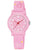 Lorus Mädchen-Armbanduhr rosa mit Cartoon-Zifferblatt und Silikonarmband, runde Anzeige