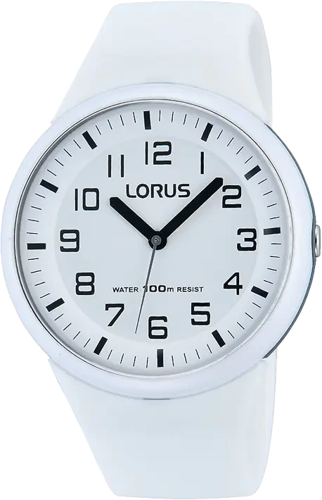 Montre bracelet Lorus Quartz avec bracelet en plastique blanc et cadran analogique, étanche