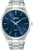 Bracelet de montre pour homme avec cadran bleu Sunray, bracelet en métal argenté et lunette ronde
