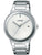 Herrenarmbanduhr mit silbernem Edelstahlarmband und rundem Zifferblatt mit Mineralglas