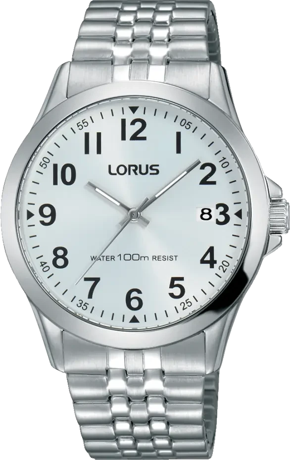 Bracelet de montre pour homme en acier inoxydable argenté avec cadran blanc, affichage analogique de l'heure