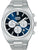 Herren-Chronograph-Armbanduhr: blaues Zifferblatt, silbernes Edelstahlband, Chronograph-Subdials