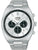 Herren-Armbanduhr Lorus Chronograph mit weißem Zifferblatt, Edelstahlband und dunkler Lünette