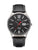 Montre pour homme avec cadran noir, affichage de la date et bracelet en cuir noir, analogique