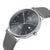 Montre pour homme avec bracelet en cuir gris, boîtier rond, cadran noir et couronne