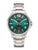 Montre pour homme avec cadran vert, boîtier en titane argenté et bracelet à maillons en titane, guichet date