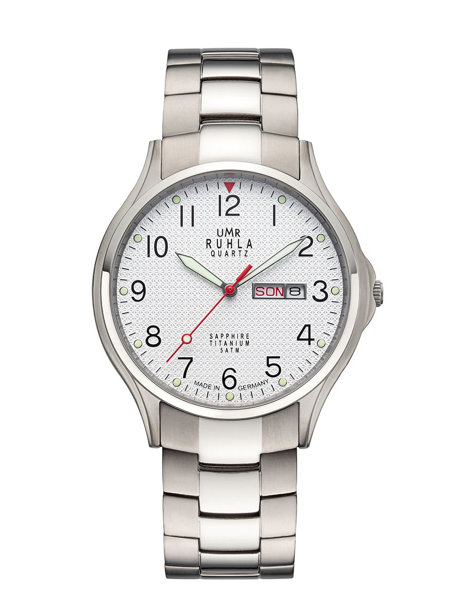 Montre-bracelet pour homme en argent avec cadran blanc, index et bracelet en métal