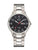 Montre pour homme avec cadran noir, points luminescents et bracelet en métal, affichage analogique