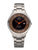 Montre solaire avec bracelet en titane, cadran rond marron foncé et aiguilles orange