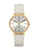 Montre beige avec cadran rond et boîtier en acier inoxydable doré