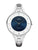 Montre pour femme avec bracelet en acier inoxydable argenté et cadran rond blanc et bleu