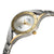Montre pour femme bicolore avec cadran rond, lunette dorée et bracelet en métal