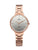 Montre pour femme avec cadran rond et bracelet en métal, couleur or rose, index bâtons