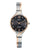 Montre bicolore pour femme avec cadran foncé et cristaux Swarovski, bracelet semi-rigide en titane
