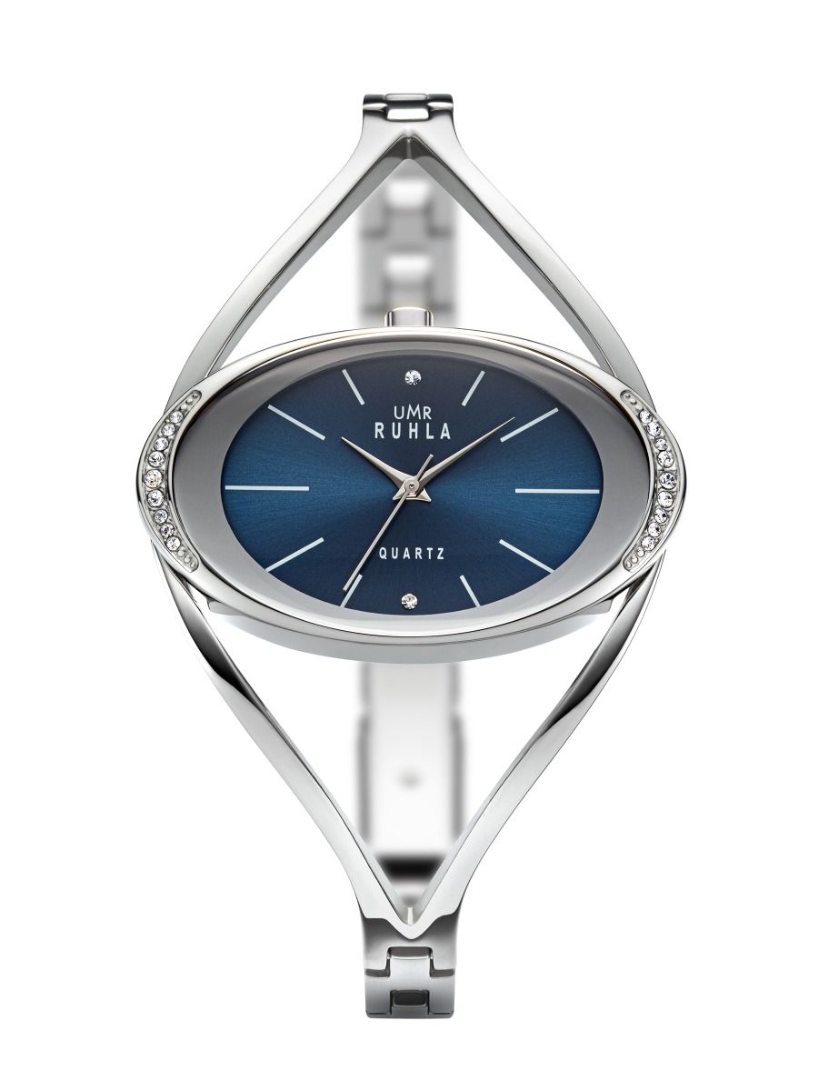 Montre pour femme UMR Ruhla avec cadran bleu, mouvement à quartz et cristaux Swarovski