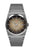 Herrenarmbanduhr mit mattem Metallband, braunem Zifferblatt und Datumsanzeige