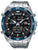 Herrenarmbanduhr mit silbernem Edelstahlband, schwarzem Zifferblatt und Chronographen-Display