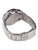 Herrenarmbanduhr mit silbernem Edelstahlband, Rückansicht mit Gehäuseboden und Einstelllöchern
