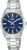 Montre solaire pour femme avec cadran bleu et bracelet en métal argenté