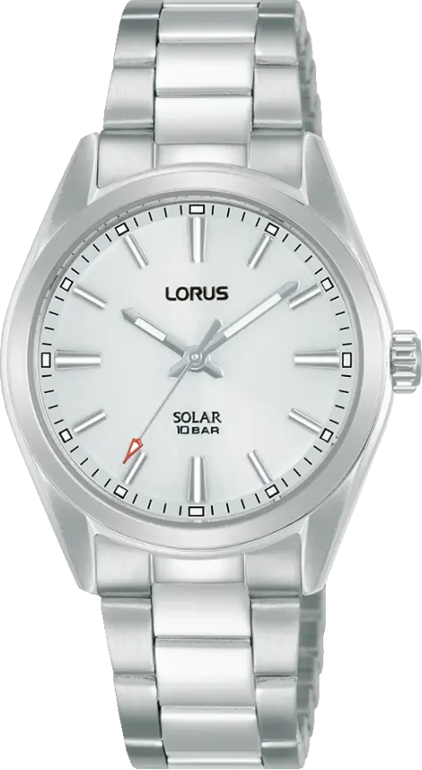 Montre Lorus Solar à 3 aiguilles avec bracelet en métal argenté et cadran blanc