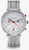 Montre homme avec cadran argenté, aiguilles rouges et bracelet en acier inoxydable