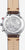 Fond de montre homme : boîtier argenté, gravure de ville, bracelet en cuir marron, STERNGKAS