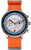 Chronographe pour homme avec bracelet textile orange et anneau de cadran à cadre bleu et rouge