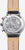 Herrenuhr mit beigem Lederarmband und silberner Gehäuserückseite mit Gravur