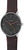 Montre homme avec bracelet en cuir marron, cadran noir, aiguilles colorées, couronne latérale