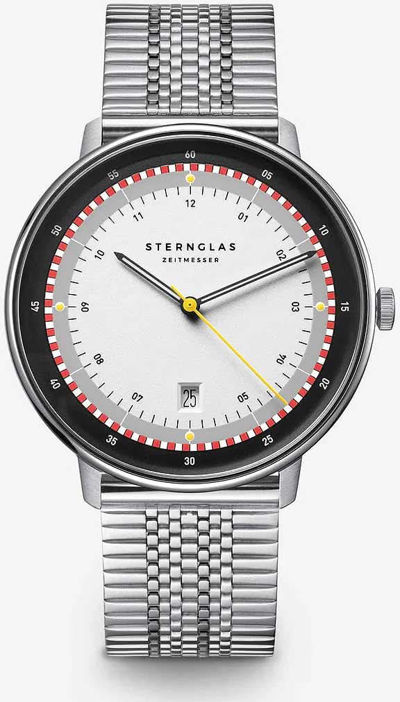Bracelet de montre pour homme avec bracelet en métal, boîtier noir et cadran blanc