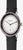 Herrenuhr mit schwarzem Lederarmband, weißem Zifferblatt und roter/weißer Lünette.