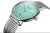 Sternglas Naos Uhr, seitliche Ansicht mit mintfarbenem Zifferblatt und Edelstahlband