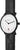 Montre homme avec bracelet en cuir noir, cadran blanc et couronne latérale