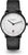 Montre homme avec bracelet en cuir noir et cadran blanc, design d'aiguilles épuré