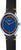 Herrenuhr mit blauem Zifferblatt und schwarzem Lederband, Krone seitlich sichtbar