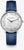 Montre pour femme avec bracelet en cuir bleu, cadran rond et aiguilles bleues