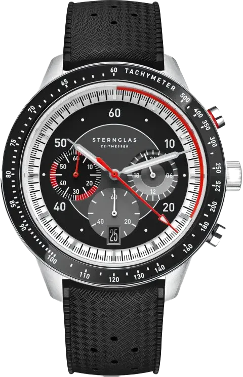 Montre homme avec bracelet textile noir et cadran chronographe noir