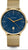 Bracelet pour homme avec cadran bleu, bracelet milanais doré et date