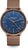 Sternglas Herrenuhr mit blauem Zifferblatt, roségoldener Lünette und Metallmaschenband
