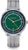 Bracelet de montre pour homme avec cadran vert, lunette bleu-orange et bracelet en métal argenté